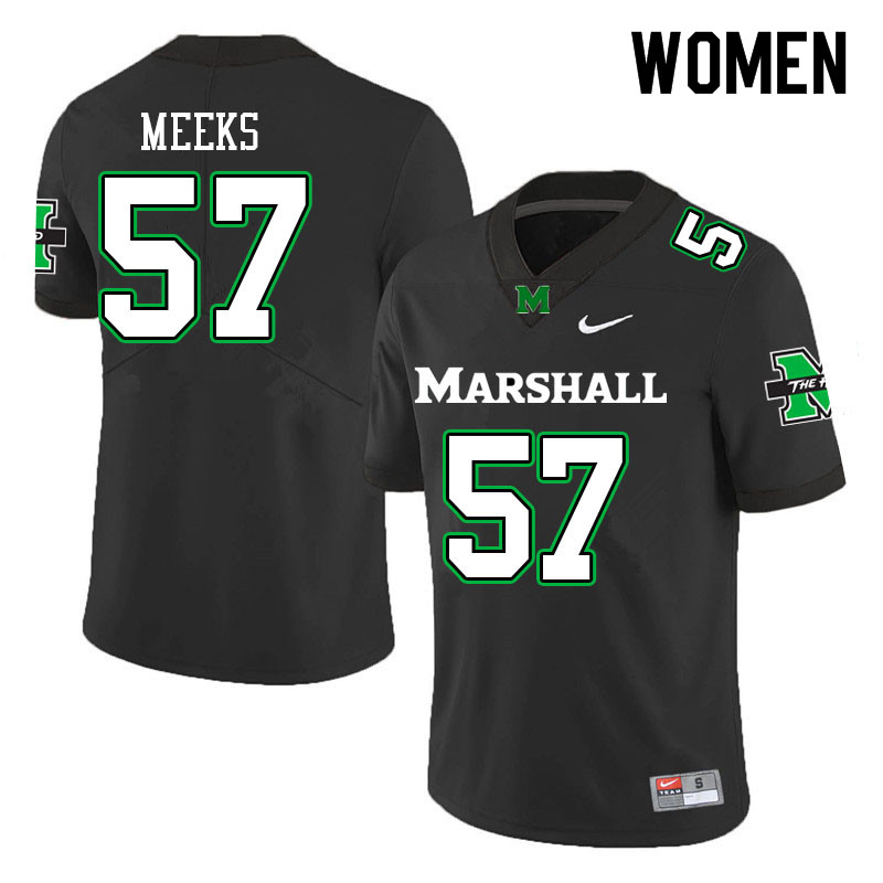 Women #57 Eric Meeks Marshall Thundering Herd College Football Jerseys Sale-Black - Click Image to Close